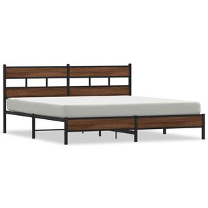 vidaXL Cadre de lit en m&eacute;tal sans matelas ch&ecirc;ne marron 183x213 cm