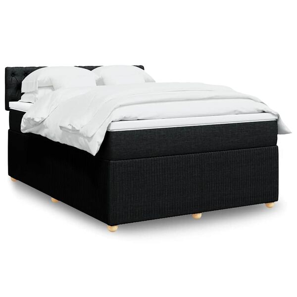 vidaXL Sommier &agrave; lattes de lit avec matelas Noir 160x200 cm Tissu