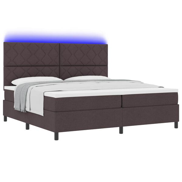 vidaXL Lit &agrave; ressorts avec matelas Marron fonc&eacute; 200 x 200 cm tissu