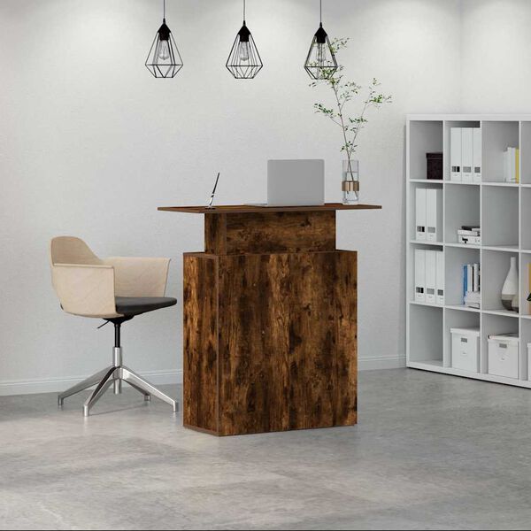 vidaXL Bureau de r&eacute;ception ch&ecirc;ne fum&eacute; 100x40x104 cm bois d'ing&eacute;nierie