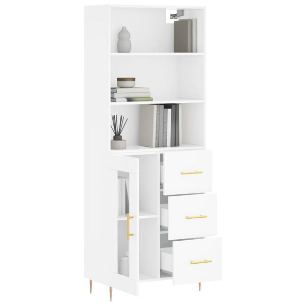 vidaXL Buffet haut Blanc 69,5x34x180 cm Bois d'ing&eacute;nierie