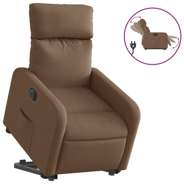 vidaXL Fauteuil inclinable &eacute;lectrique marron tissu