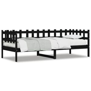 vidaXL Lit de jour sans matelas noir 90x190 cm bois de pin massif