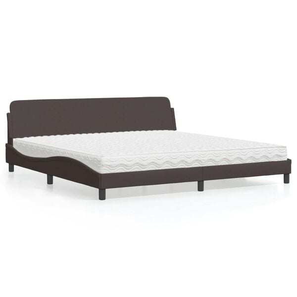vidaXL Lit avec matelas Dover marron fonc&eacute; 200x200 cm tissu