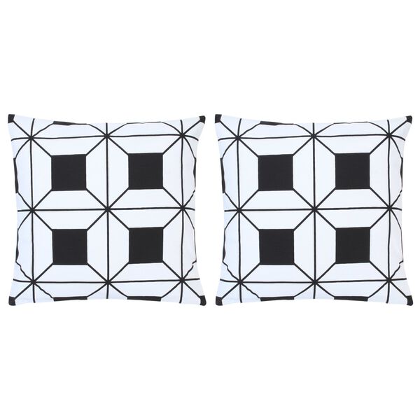 vidaXL Coussins imprimés lot de 2 Noir et blanc 40x40 cm Coton