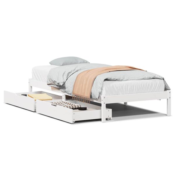 vidaXL Cadre de lit sans matelas blanc 75x190 cm bois de pin massif