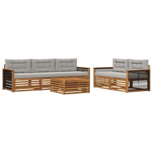 vidaXL Ensemble de canap&eacute;s d'ext&eacute;rieur 6 pc Naturel et gris clair