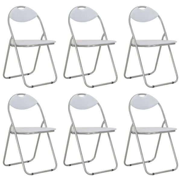 vidaXL Chaises pliantes à manger lot de 6 blanc similicuir