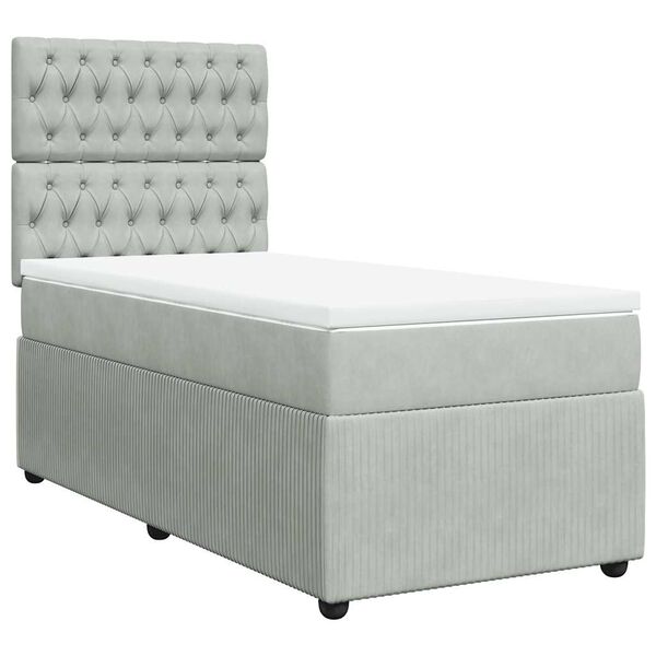 vidaXL Sommier &agrave; lattes de lit et matelas Gris clair 80x200 cm Velours