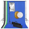 vidaXL Kit de studio photo avec lampes toile de fond et r&eacute;flecteur