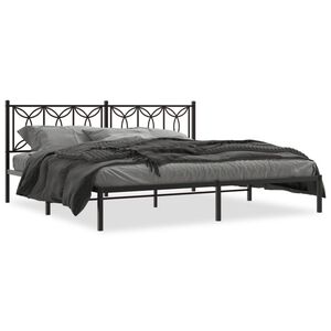vidaXL Cadre de lit m&eacute;tal sans matelas avec t&ecirc;te de lit noir 193x203cm