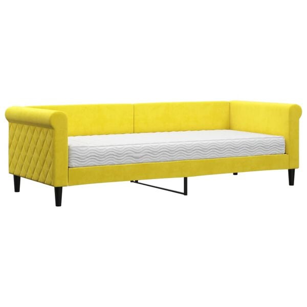 vidaXL Lit de jour avec matelas jaune 80x200 cm velours