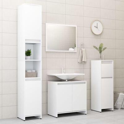 vidaXL Ensemble de meubles de salle de bain 4pcs Blanc Bois ingénierie