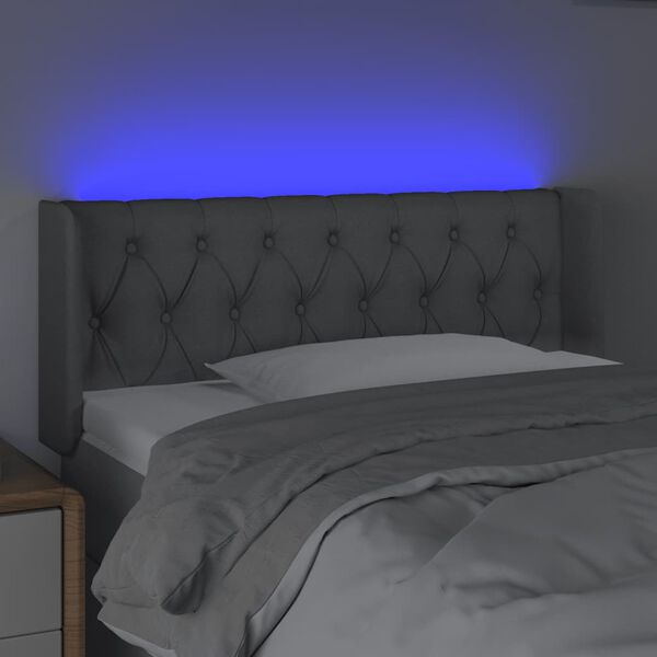 vidaXL T&ecirc;te de lit &agrave; LED Gris clair 103x16x78/88 cm Tissu