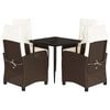 vidaXL Ensemble &agrave; manger de jardin 5 pcs et coussins marron poly rotin