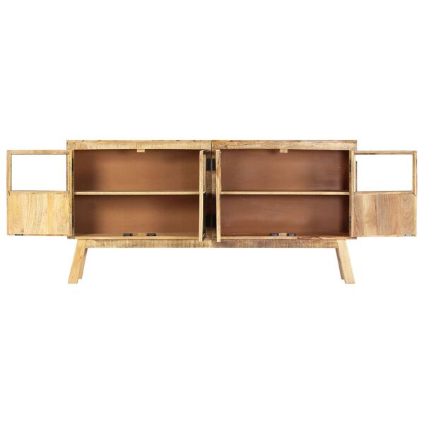 vidaXL Buffet Marron et noir 160x30x80 cm Bois de manguier solide brut