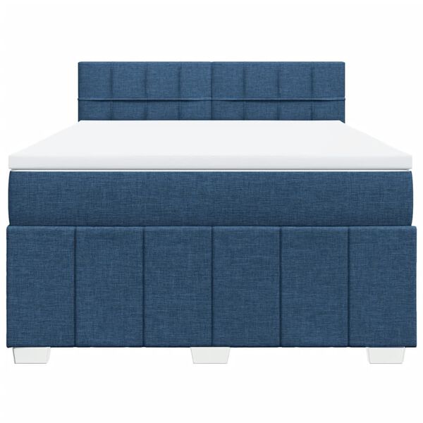 vidaXL Sommier &agrave; lattes de lit avec matelas Bleu 160x200 cm Tissu