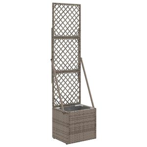 vidaXL Bac &agrave; fleurs avec Treillis Gris 35 x 30 x 135 cm polyrotin