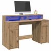 vidaXL Bureau avec lumi&egrave;res LED ch&ecirc;ne artisanal bois d'ing&eacute;nierie