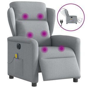 vidaXL Fauteuil de massage inclinable &eacute;lectrique gris clair tissu