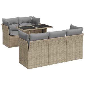 vidaXL Salon de jardin avec coussins 6 pcs beige r&eacute;sine tress&eacute;e