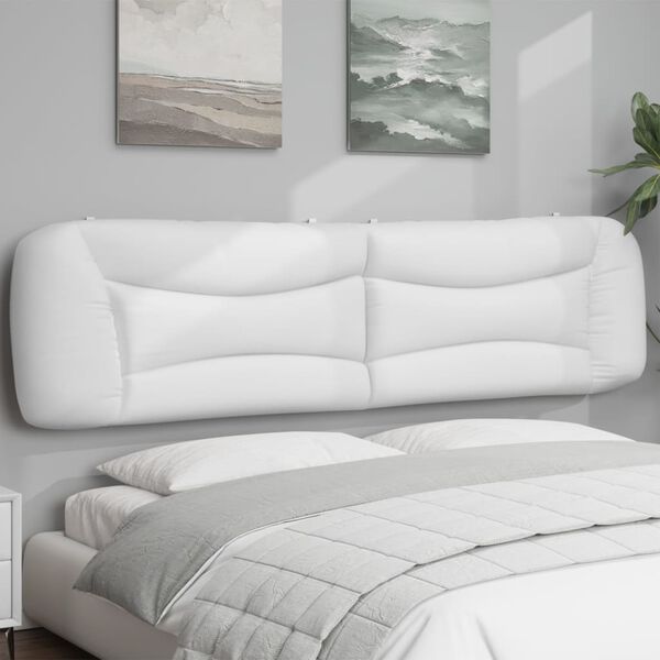 vidaXL Coussin de t&ecirc;te de lit Hvar blanc 200 cm similicuir