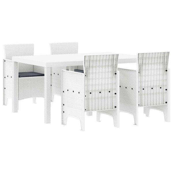 vidaXL Ensemble de salle à manger pour jardin 5 pcs Blanc Rattan Polt