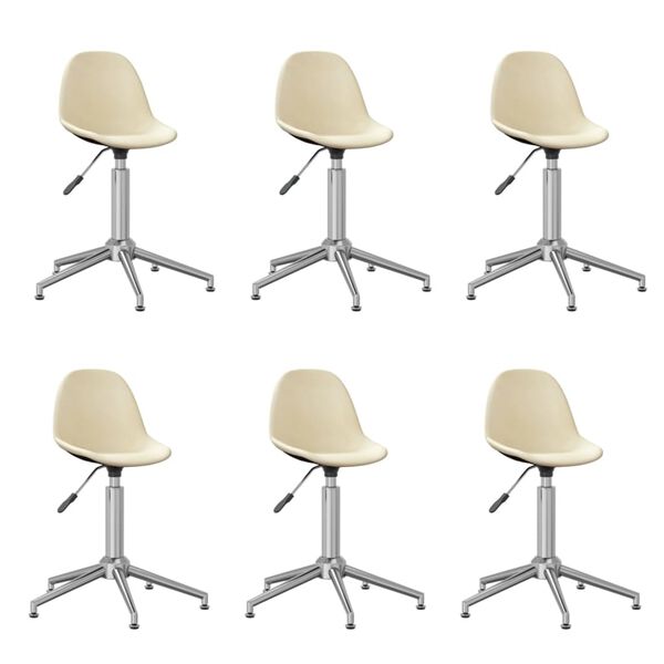 vidaXL Chaises pivotantes &agrave; manger lot de 6 Cr&egrave;me Tissu