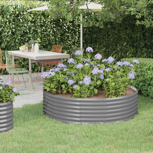 vidaXL Lit sur&eacute;lev&eacute; de jardin Acier galvanis&eacute; 140x140x36cm gris