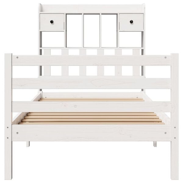 vidaXL Lit biblioth&egrave;que sans matelas blanc 90x200cm bois de pin massif