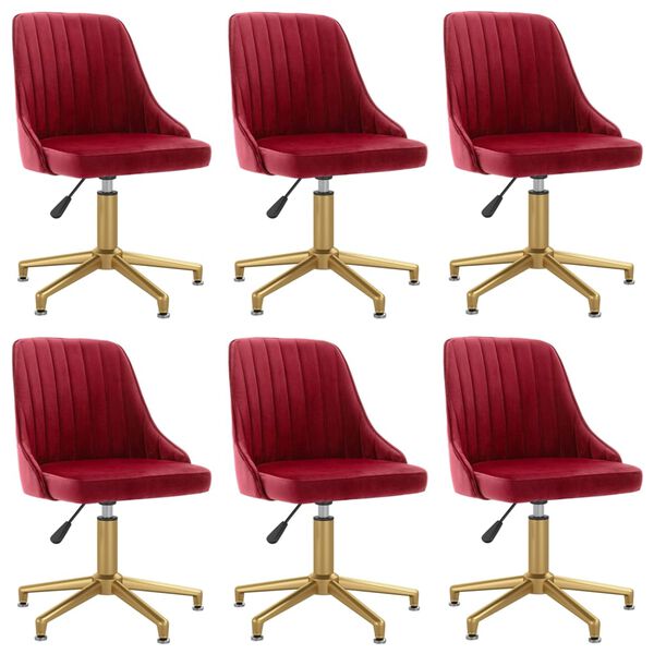 vidaXL Chaises &agrave; manger pivotantes lot de 6 rouge bordeaux velours