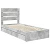 vidaXL Lit de Rangement Gris b&eacute;ton 90 x 190 cm Bois d'ing&eacute;nierie