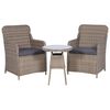 vidaXL Ensemble de bistro 3 pcs avec coussins R&eacute;sine tress&eacute;e Marron
