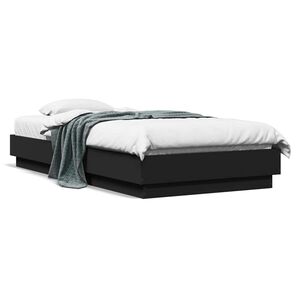 vidaXL Cadre de lit sans matelas noir 90x190 cm bois ing&eacute;nierie