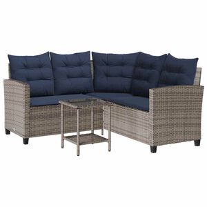 vidaXL Canap&eacute; de jardin avec table et coussins en forme de L gris