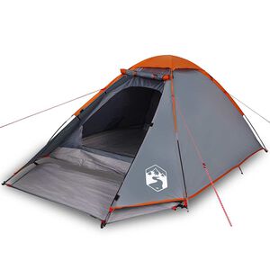 vidaXL Tente de camping &agrave; d&ocirc;me 2 personnes gris et orange imperm&eacute;able