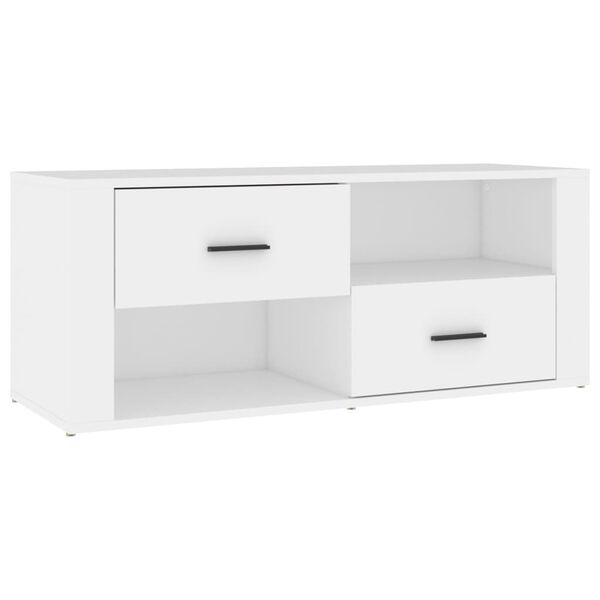 vidaXL Meuble TV Blanc 100x35x40 cm Bois d'ing&eacute;nierie