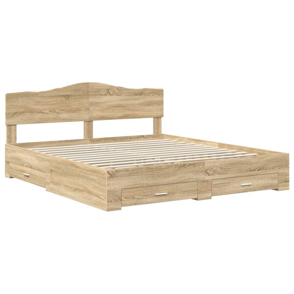 vidaXL Cadre de lit Ch&ecirc;ne Sonoma 200 x 200 cm Bois d'ing&eacute;nierie
