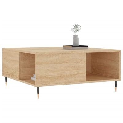 vidaXL Table basse chêne sonoma 80x80x36,5 cm bois d'ingénierie