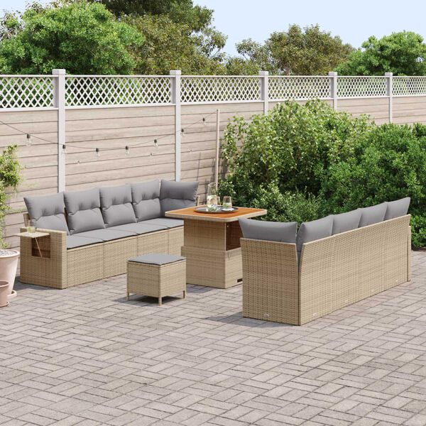 vidaXL Ensemble de canap&eacute; de jardin 11 pcs Beige et Gris clair