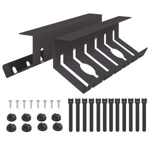 vidaXL Plateau de gestion de c&acirc;bles sous le bureau 2 pc Noir