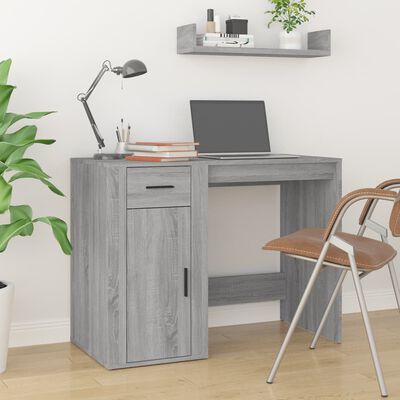vidaXL Bureau avec armoire sonoma gris bois d'ingénierie