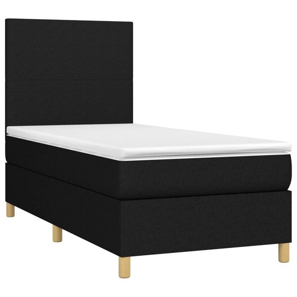 vidaXL Sommier &agrave; lattes de lit avec matelas Noir 90x200 cm Tissu