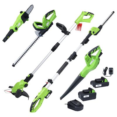 vidaXL Set outils électriques jardin sans fil 5pcs chargeurs/batteries