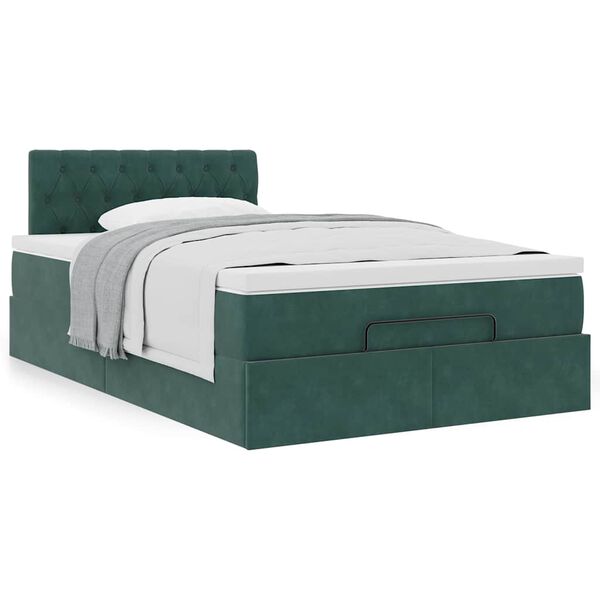 vidaXL Lit ottoman avec matelas vert fonc&eacute; 120x190 cm velours