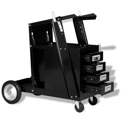 vidaXL Chariot de soudage avec 4 tiroirs Noir