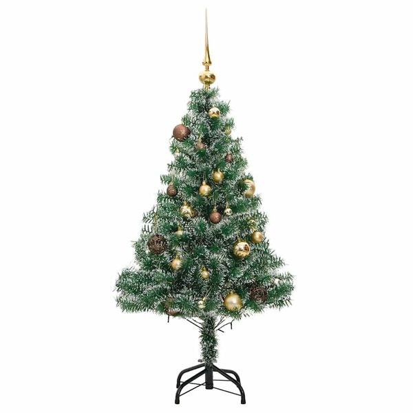 vidaXL Sapin de No&euml;l artificiel 150 LED&boules&neige floqu&eacute;e 120 cm