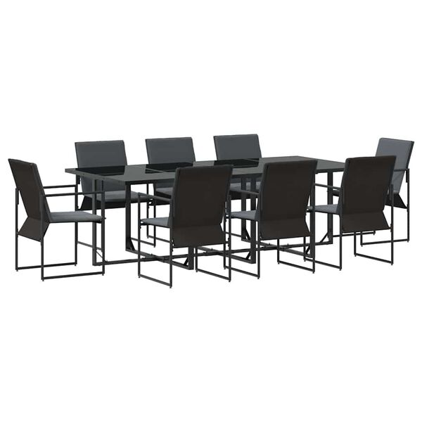 vidaXL Ensemble de salle à manger pour jardin 9 pcs Noir Acier