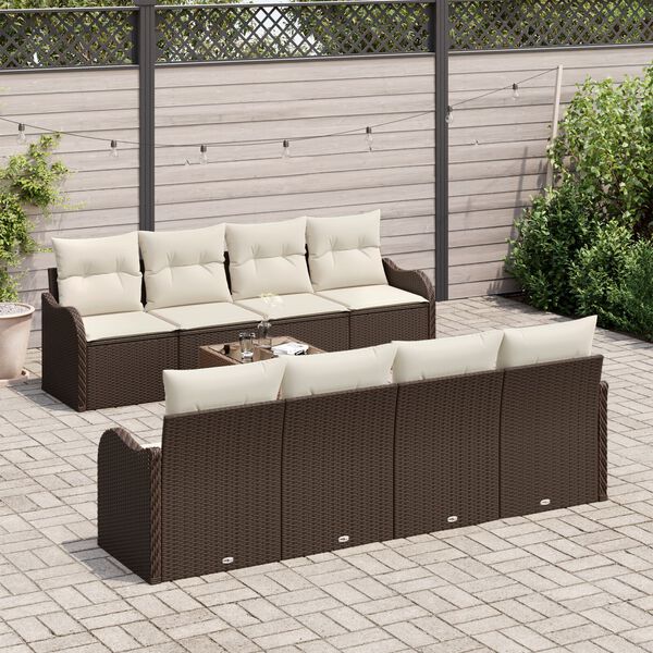 vidaXL Ensemble de canap&eacute; de jardin Marron 55 x 55 x 37 cm polyrotin