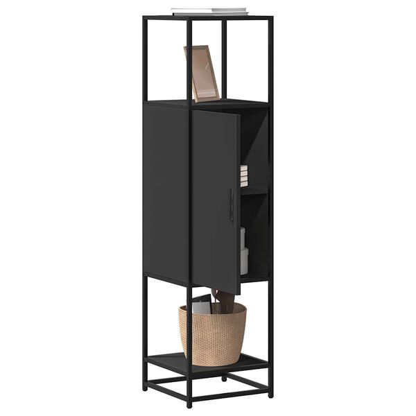 vidaXL Buffet haut noir 35,5x35x139 cm bois d'ing&eacute;nierie et m&eacute;tal